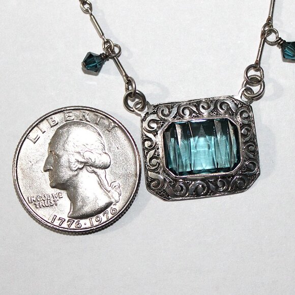 Sterling Silver Glass & Crystal Bead Necklace - Picture 4 of 8